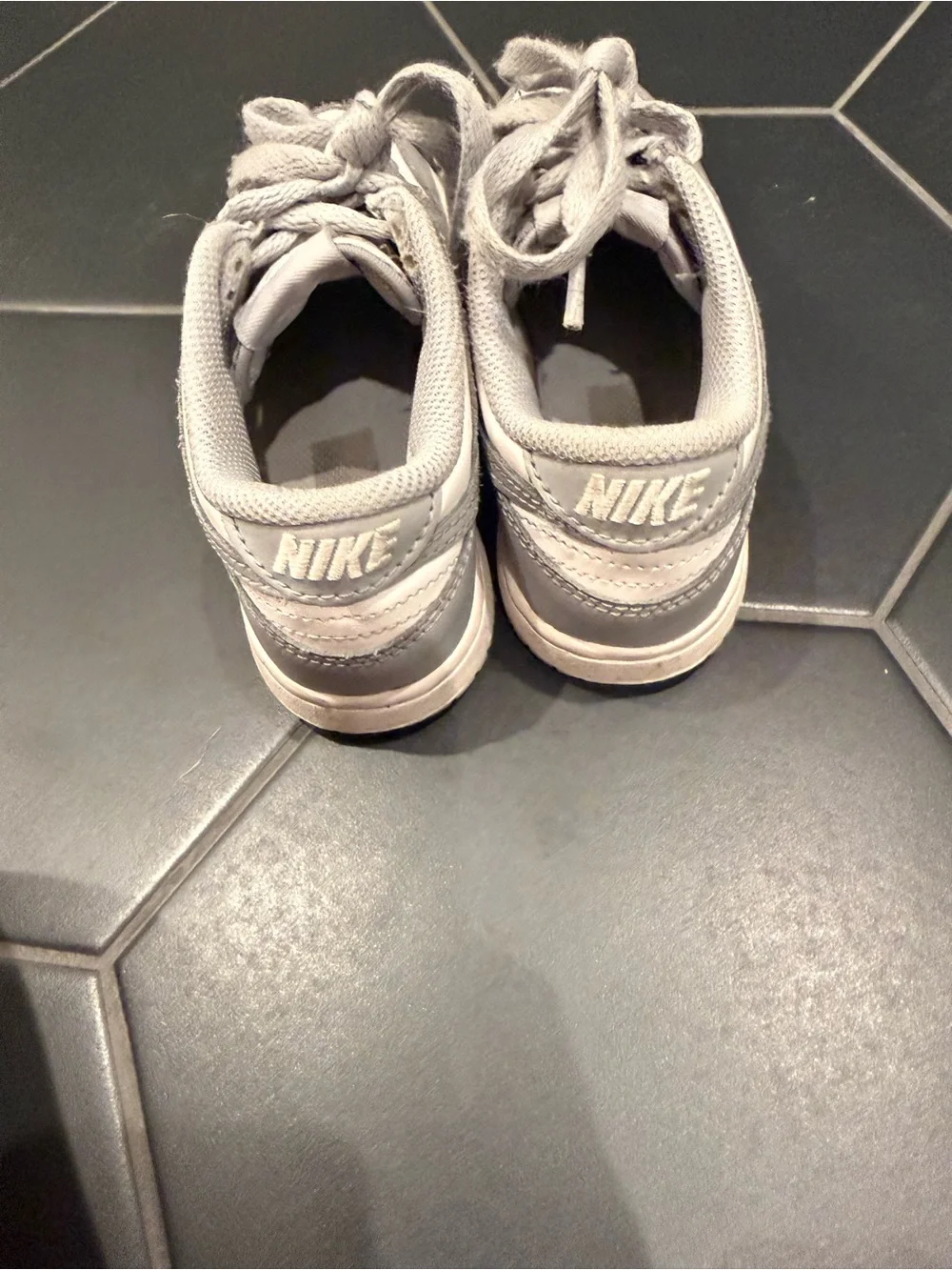 Nike Kids Light Gray and White Skate-Style Sneakers